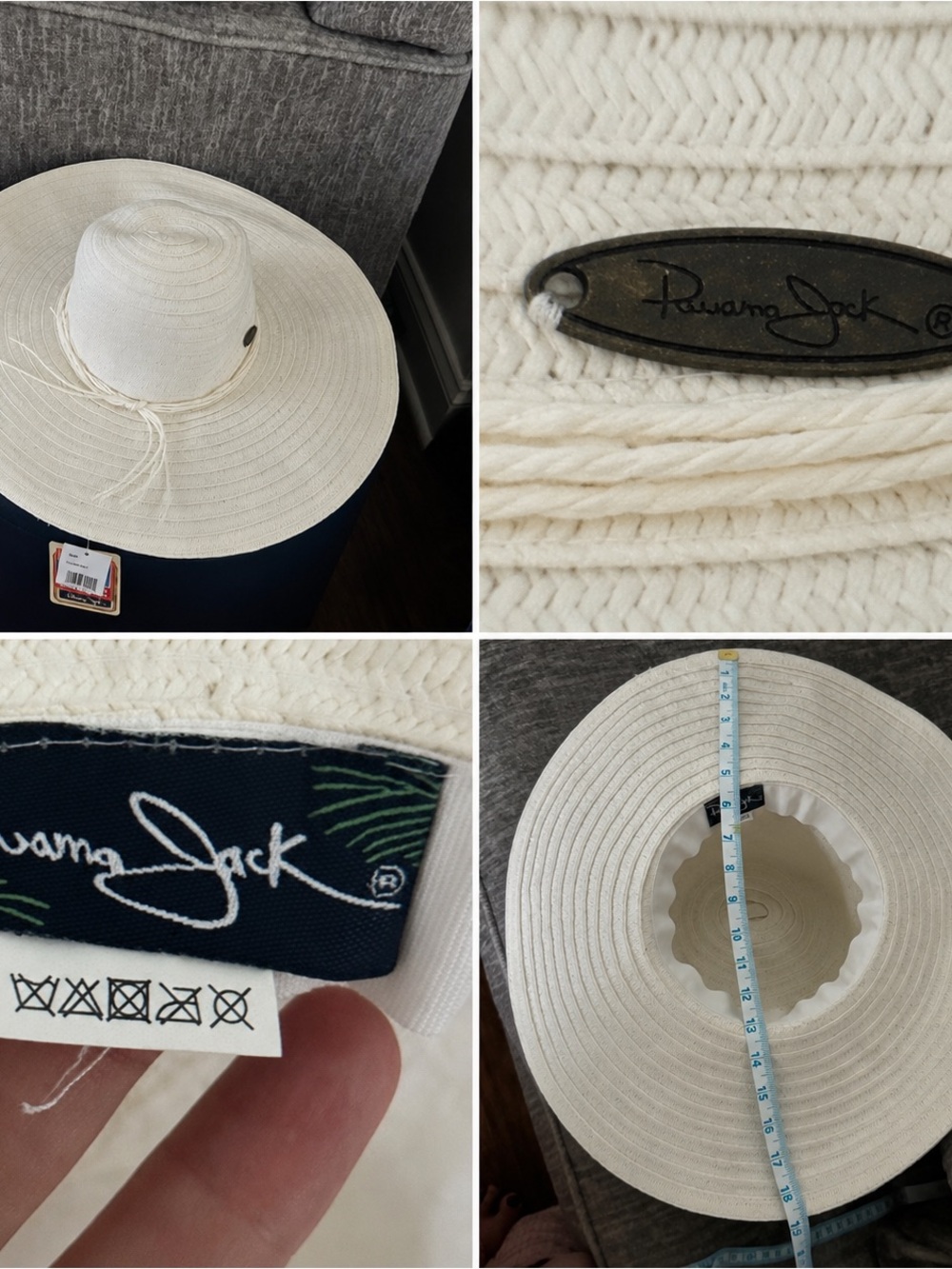 Panama Jack White Straw Sun Hat with Braided Band - Picture 2 of 2